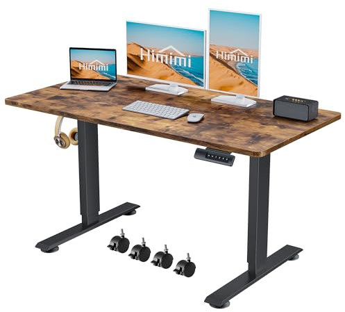 Höhenverstellbarer Schreibtisch mit 4 Memory-Funktion,Elektrischer Schreibtisch Höhenverstellbar,Ergonomischer Steh-Sitz Tisch Stehpult Verstellbarer Computertisch, Standing Desk,140 x 60 cm, Braun