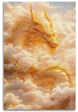 Zamou Drachen-Poster auf Leinwand, Wandkunst, dekoratives Wohnzimmer-Poster, Schlafzimmer-Poster, 30 x 45 cm, ungerahmter Stil