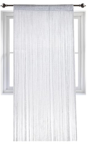 Jeorywoet Beaded Door Curtain 79x39 Inch Grey Door Curtain Fly Screen Lightweight String Curtains for Doorways, Room Dividers, Window Decor, Beaded Door Curtain