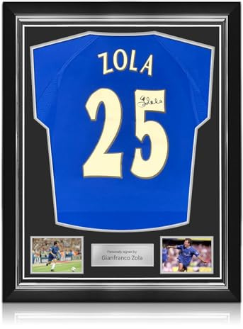 Exclusive Memorabilia Gianfranco Zola Signed Chelsea 2000 Football Shirt. Superior Frame