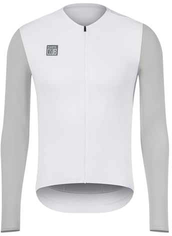 Santic Herren Radtrikot Langarm Pro Rennrad Shirt Full Zipper UPF 50+ MTB Jersey mit Taschen
