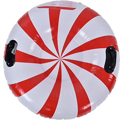 Snow TubePVC Snow Tu Round Winter Snow Tube Vuxen PVC Uppblåsbar Skidåkning med 2 Handtag för Utomhus Snowboard Rött Vitt Rör En Vikt på 450 Som Passar för Båda