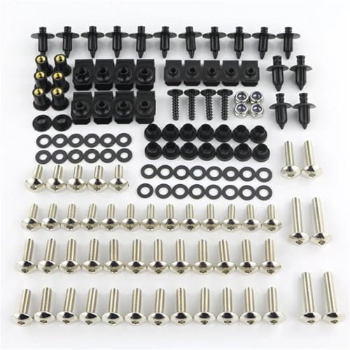 Schrauben und Muttern Motorrad Zubehör Verkleidung Bolzen Mutter Kit Körper Verschluss Clip Schraube Für Y&amaha FZ16 Für Fazer 2008-2018(Silber)