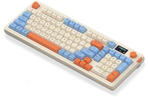 BKELHS Wired Semi-Mechanical Membrane Gaming Keyboard, 98 Keys QWERTY Silent Membrane Keyboard, Multifunctional Light mode volume Adjusting knob, RGB Backlit, Ergonomic, ABS Keycap