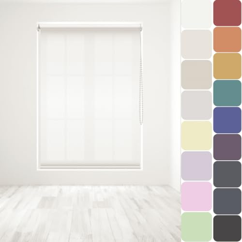 Straight Edge Dim-Out Roller Blind - Easy Fit Home Office - 150cm Width x 210cm Width Drop - White