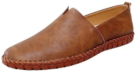 UOPYNE Zapatos clásicos Cuero sin Cordones for Hombre: Goma Antideslizante y tacón Cuadrado for Uso Informal en el Trabajo y los Negocios.