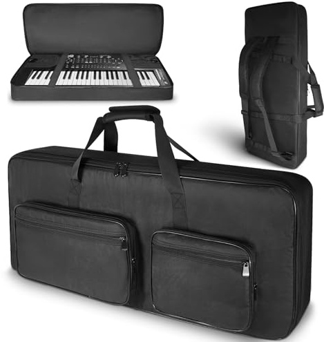 SUNDOY 49-Key 600D Oxford Fabric Gig Bag with 8 mm Padding for Keyboard & Accessories