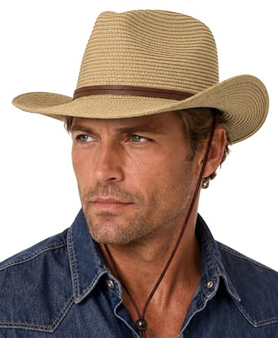 Zylioo XXL Cowboyhut Strohhut Sonnenhut für Großen Kopf Hut XL Sommer UV Schutz Stroh Sommerhut Strandhut