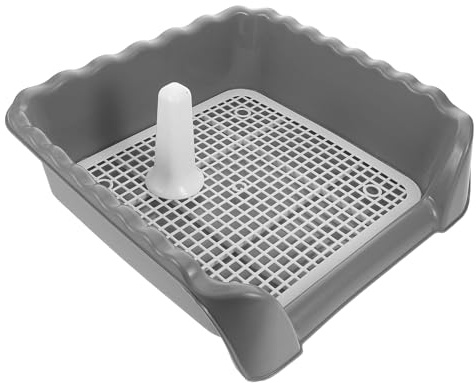 HOODANCOS Bac à Litière pour Chien Moyen avec Grille Anti-dérapante et Colonne D’Attraction, Toilette Intérieure pour Chiots, Facile à Nettoyer, Maison et Balcon, Couleur Plusieurs Styles