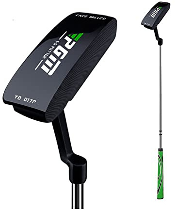 Putter de golf para hombres zurdos o diestros de acero inoxidable para principiantes, palo de ejercicio, palos de golf, varilla de empuje (derecho, negro)