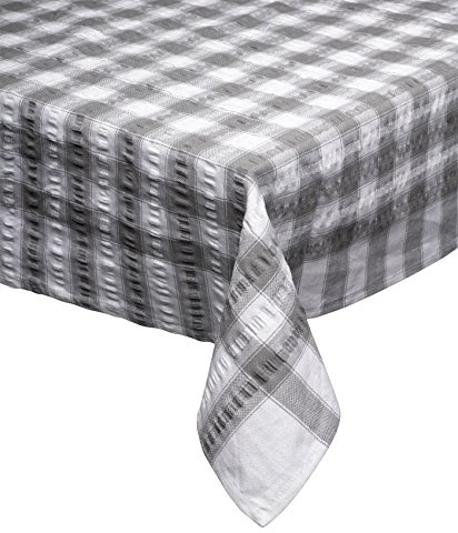 Seersucker Check 100% Cotton Pack of 4 Traditional Napkins 18” x 18” Garden Picnic Linen (Smoke Grey)