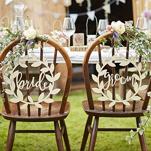 Ginger Ray Natural Wooden Bride and Groom Rustikales Land, beige