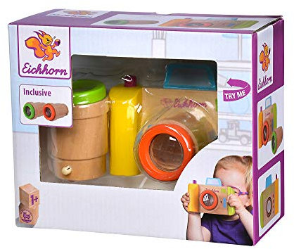 Eichhorn - Kamera und Kaleidoskop - inkl. 2 Objektiven mit Drehfunktion, tolle Effekte, aus Holz, für Kinder ab einem Jahr