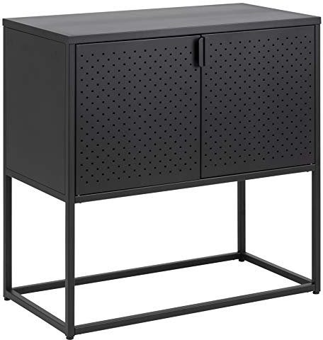 AC Design Furniture Nino Anrichte mit 2 Türen, B: 82 x H: 80 x T: 40 cm, Schwarz, Metall, 1 Stk