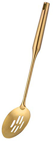 Schlitzlöffel, goldfarben, 37 cm langer Griff, Kochutensil, Küchenwerkzeug von Buy Things