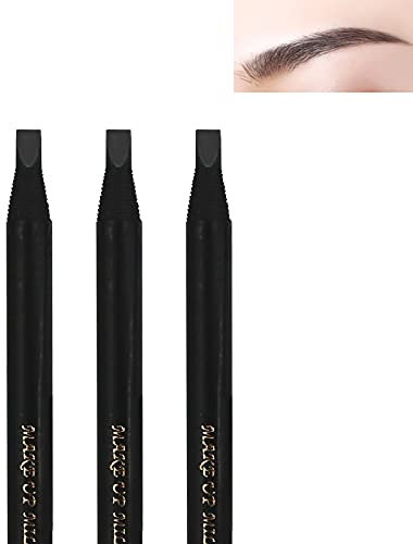 6 Stück Bunt Peel-off Augenbrauenstift Mit Pinsel Tattoo und Microblading zum Markieren Füllen und Gliedern wasserdicht und langlebig Permanent makeup (Black-Schwarz)