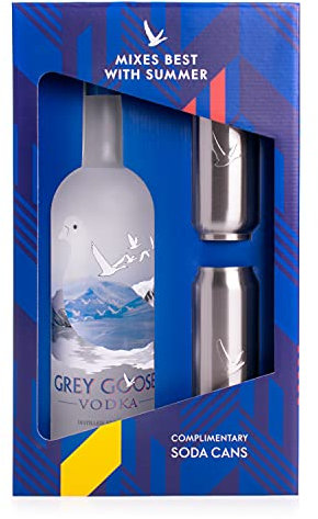 Grey Goose Vodka Magnum Gift Set, with Complimentary Soda Cans, 1.75 Litre Bottle