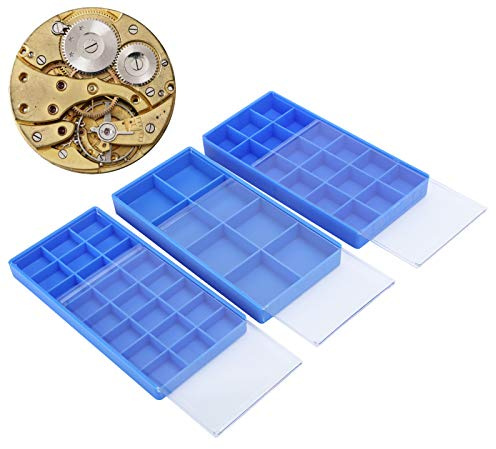 DAUERHAFT Caja De Almacenamiento De Piezas, Organizador De Piezas De Reloj Con Compartimento, Caja De Almacenamiento De Plástico Transparente