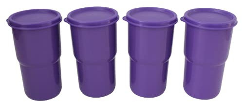 NewTupperware Lot de 4 verres empilables Violet raisin 350 ml