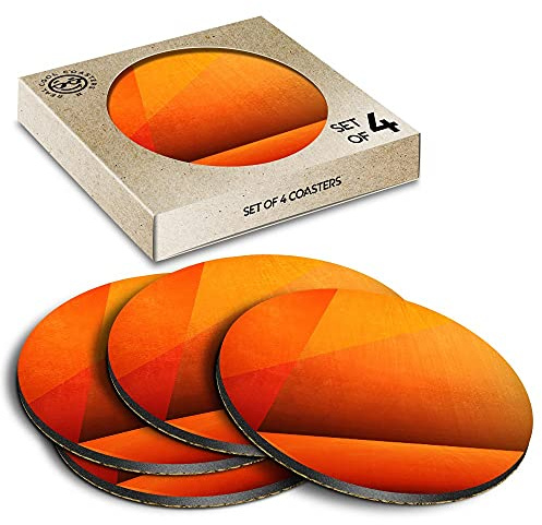 4 x Eco Boxed Cork Coasters - Abstract Orange Shapes Art Drink Cup Mug Glass Table Mat #3810