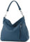 modamoda de T183 Damen Schultertasche Handtasche Tragetasche Echtleder Groß handmade in Italy, Farbe:Saphirblau