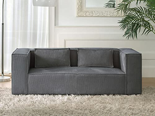 Lisa Design Stella – 2-Sitzer Einzelsofa – aus Cord – moderner Stil Dunkelgrau