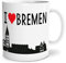 OWLBOOK® I love Bremen Skyline Tasse mit Spruch Geschenke Geschenkideen als Erinnerung oder Mitbringsel von einer Reise für Männer und Frauen zum Geburtstag Keramik 300 ml