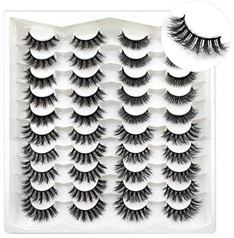 20 Paare 3D Falsche Wimpern, Flauschiges Volumen Wimpern, dünn Cat-Eye NatüRliche KüNstliche Wimpern Set, Wimpern NatüRlicher Look, für Partys und den täglichen (F-2)