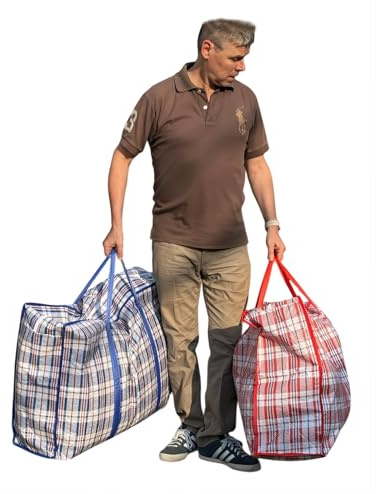 Start and DriveLtd, Laundry Bag, Extra Large (XL) Laundry Bags Heavy Duty Storage Bags Reusable Strong Zip Large Boxes for Moving House Clothing & Wardrobe Storage 2 Bags Red Colour