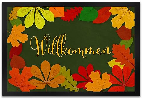 speecheese Willkommen Herbst Fußmatte XL in 40x60 cm mit Laubkranz als hübsche Herbstdekoration für die Eingangstür um die Besucher im Herbst herzlich Willkommen zu heißen