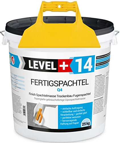 Fertigspachtel Spachtelmasse 25 kg Glättspachtel Fugenspachtel Reinweiss Weiß + Kunststoffspachtel ohne Zahnung Set RM14