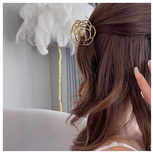 Dervivea Boho Rosa Flor Pinzas De Pelo Mini Perla Pinza De Pelo De Metal Flor De Pelo Garra Pasador Minimalista Oro Pinza Garra Accesorios Decorativos Para El Cabello Para Las Mujeres Y Las