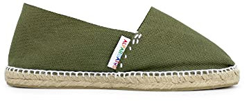 Alpargatas Clásicas de Lona en Color Liso Hechas en España (Kaki, Numeric_42)