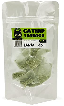 WufWuf Mymeow Catnip Teabags | 100% Natural Catnip for Cats and Kittens | 10 Refill Bags | Sustainably Grown in North America | Turn Objects into Irresistible Cat Toys