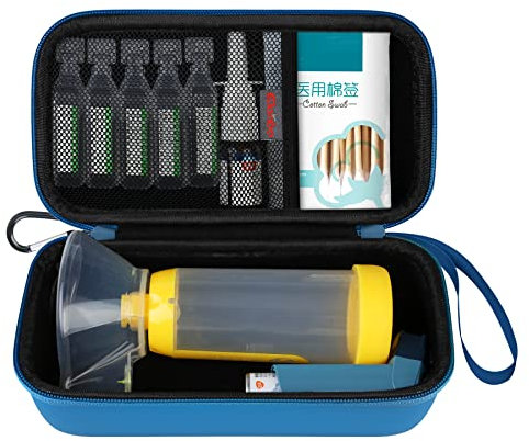 Elonbo Tragetasche Kompatibel mit Asthma-Inhalator-Abstandshalter für Kinder und Erwachsene, Asthma Travel Organize Tasche, blau (NUR GEFALL! Inhalator-Abstandshalter Nicht im Lieferumfang enthalten)