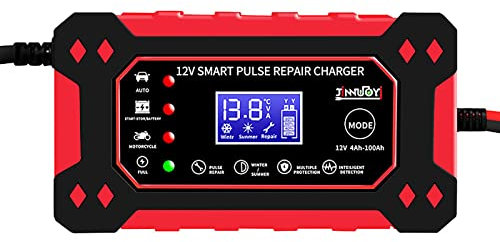 12V 6A Automatic Smart Car Battery Charger/Maintainer Pulse Repair Charger Pack with LCD Display for Car Motorcycle Boat