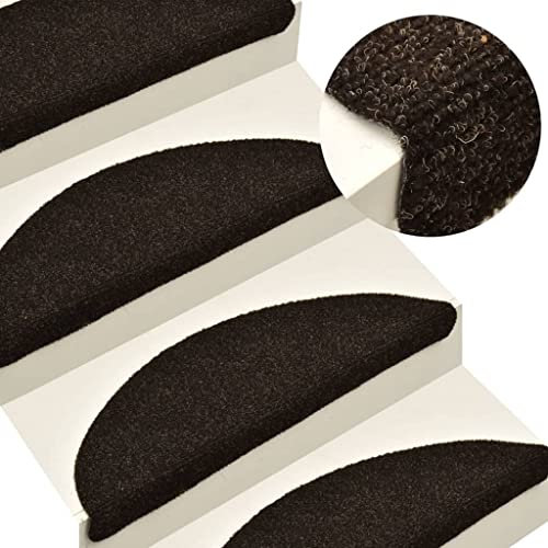 RAUGAJ Selbstklebende Stufenmatten, 5 Stück, Dunkelbraun, 65 x 21 x 4 cm, Nadelstanzer, Artikelfarbe: Dunkelbraun
