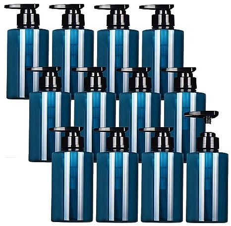 LusDoly 24 pièces 300ml Bleu Un Vide Bouteille Plastique Pompe Cosmétique Bouteille pour Lotion De Cosmétique Lotion Le shampooing