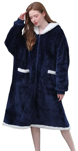 CALIYO Hoodie Decke mit ÄRmeln, Kuschelige Decke mit ÄRmeln und Kapuze ReißVerschluss Decke zum Anziehen Flauschige Superweiche Blanket Hoodie