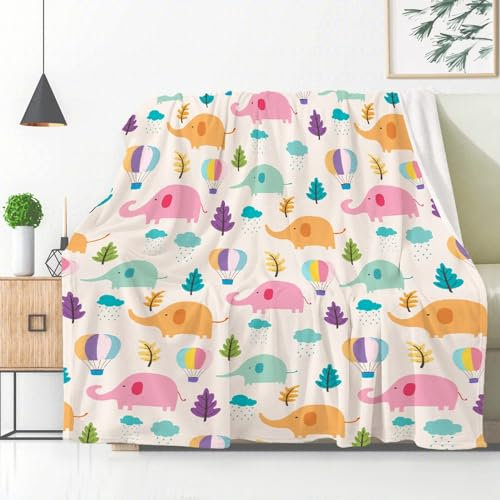 SJSXWQN Decke Farbe Elefant Kuscheldecke Flauschig für Couch und Bett Weich Warme Mikrofaser Wohndecke Fleecedecke als Tagesdecke Sofadecke Couchdecke - 180x240 cm