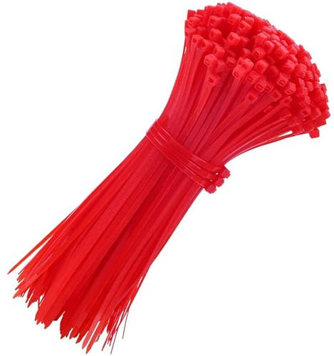 Cable Ties, 500mm x 7.6mm, Pack of 100, Red Premium Nylon Zip Ties, Multi-Purpose Plastic Tie Wraps, Secure Self-Locking Mechanism, for Home, Garden, Office and DIY