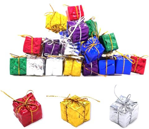 24 Pezzi Alberi di Natale Decor Appeso Scatola Regalo, Mini Scatole Regalo per Ciondolo Albero di Natale, Pacchi Regalo Decorazioni Natalizie in Miniatura per Casa Delle Bambole.