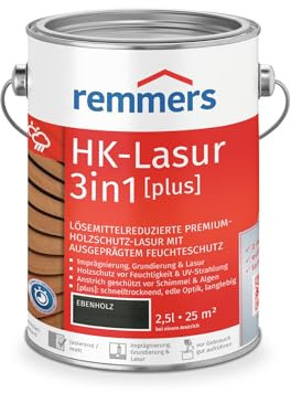 Remmers HK-Lasur Lasure 3 en 1 [plus] bois d'ébène mat, 2,5 l, lasure de protection du bois de qualité supérieure à réduction de solvants pour l'extérieur, 3 en 1, séchage rapide, longue durée