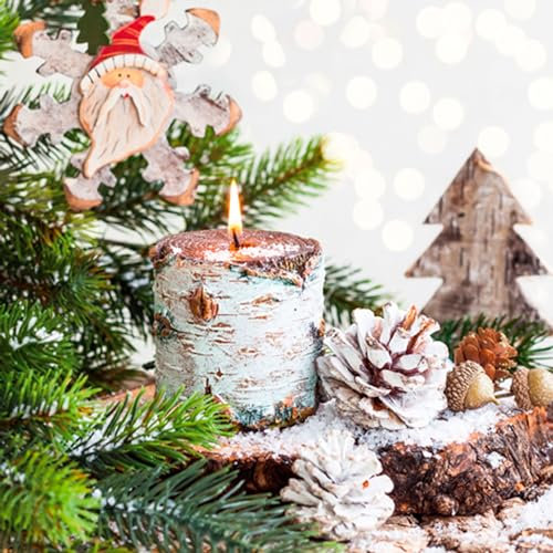 Servietten Papier 33x33cm 20 Stück Kerze und Tanne Motiv - hochwertig & nachhaltig - Einweg Weihnachtsservietten 3-lagig - Papierservietten für Weihnachten Gastronomie Alltag - Braun Grün