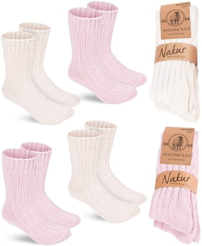 BRUBAKER 4 Paar Wollsocken - Warme Wintersocken für Damen und Herren | Flauschiges Thermosocken Set mit Schafwolle - Winter Socken - Stricksocken