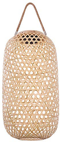 GLOBO Solarleuchte Korbgeflecht Stehleuchte Bambus Außenlampe Solarlaterne, hinstellen aufhängen, LED warmweiß, DxH 22,5x56,5 cm