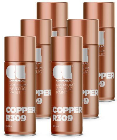 COSMOS LAC Sprühlack Sprühdose - 400ml - Sprühfarbe für den DIY-Bereich, geeignet für alle Oberflächen - Lackspray (6, Kupfer)