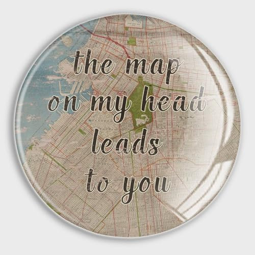 luckluccy Imanes de cristal para nevera, el mapa en mi cabeza conduce a ti, pequeños imanes de mapa vintage, imán de nevera con texto cristiano, imanes decorativos para nevera, bonita decoración para