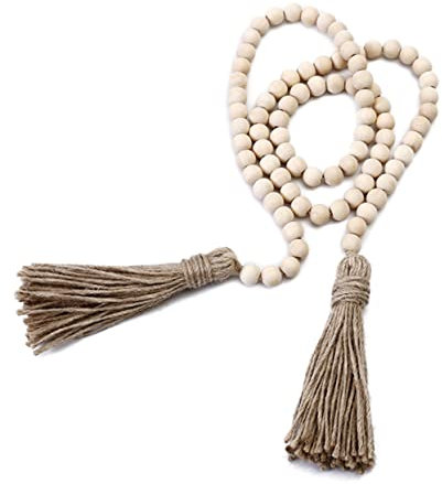 OUNONA 1stk Natürliche Gebetsperlengirlande Flapper-zubehör Dekorative Holzperle Gebetskette Aus Holz Heim Dekoration Kränze Zum Basteln Hölzern Quaste Kleiderbügel