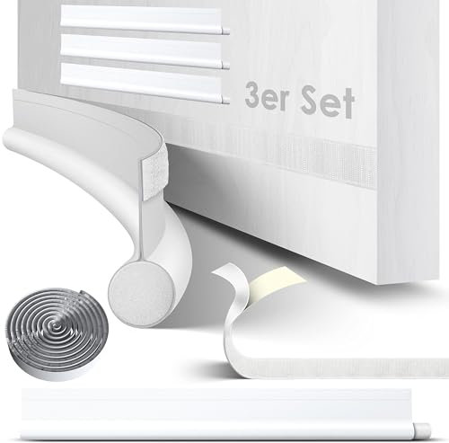 KESSER® 3 x Zugluftstopper Set bis 95 cm zuschneidbar Passend für alle Türen | waschbar | Lärmschutz Türluftstopper | doppelseitige Türisolierung | Luftzugstopper | Schutz vor Lärm und Zugluft